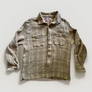 Urban‎ Outfitters Yellow Weaved Knit Button-Up Plaid Shacket Heavy Jacket Sz M